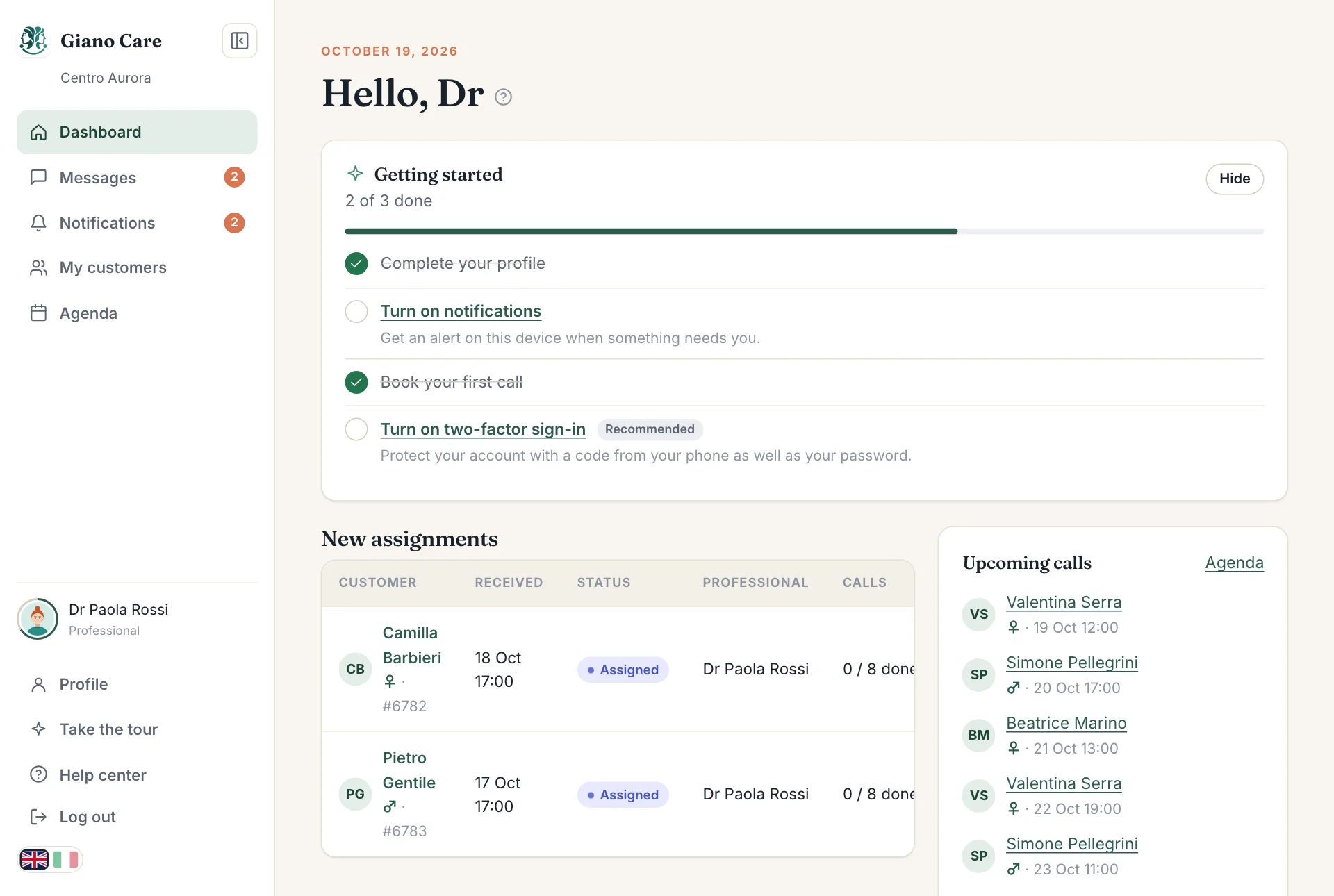 A professional's dashboard