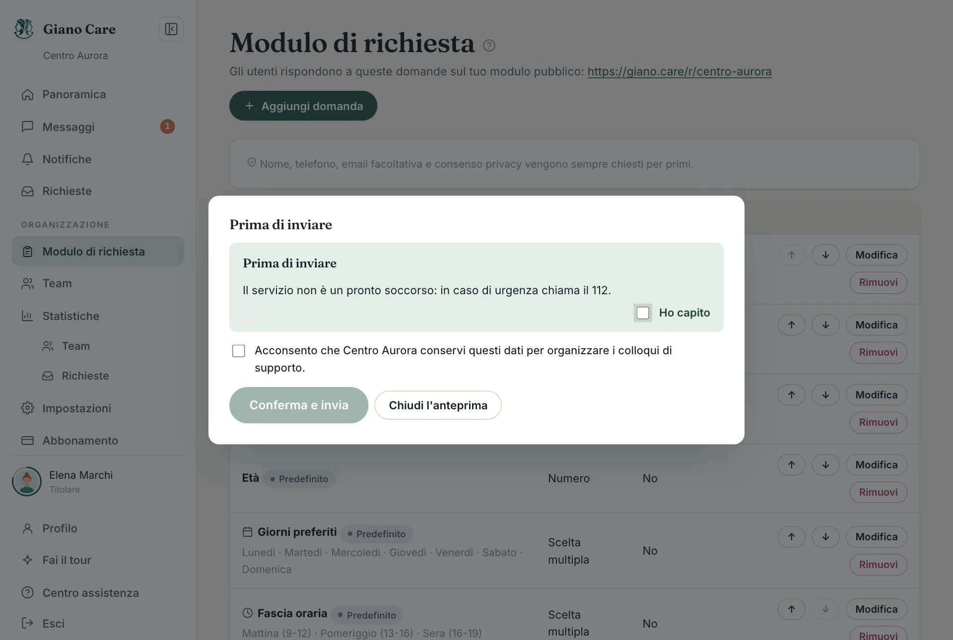 L'anteprima della finestra