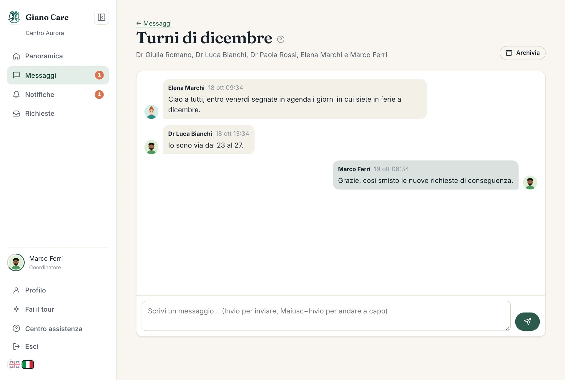 Una conversazione di gruppo