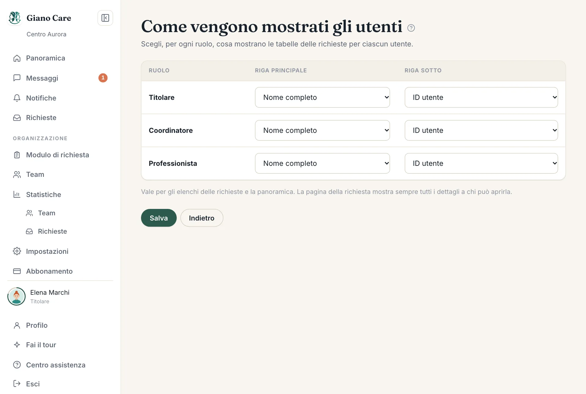 Impostazioni di visualizzazione