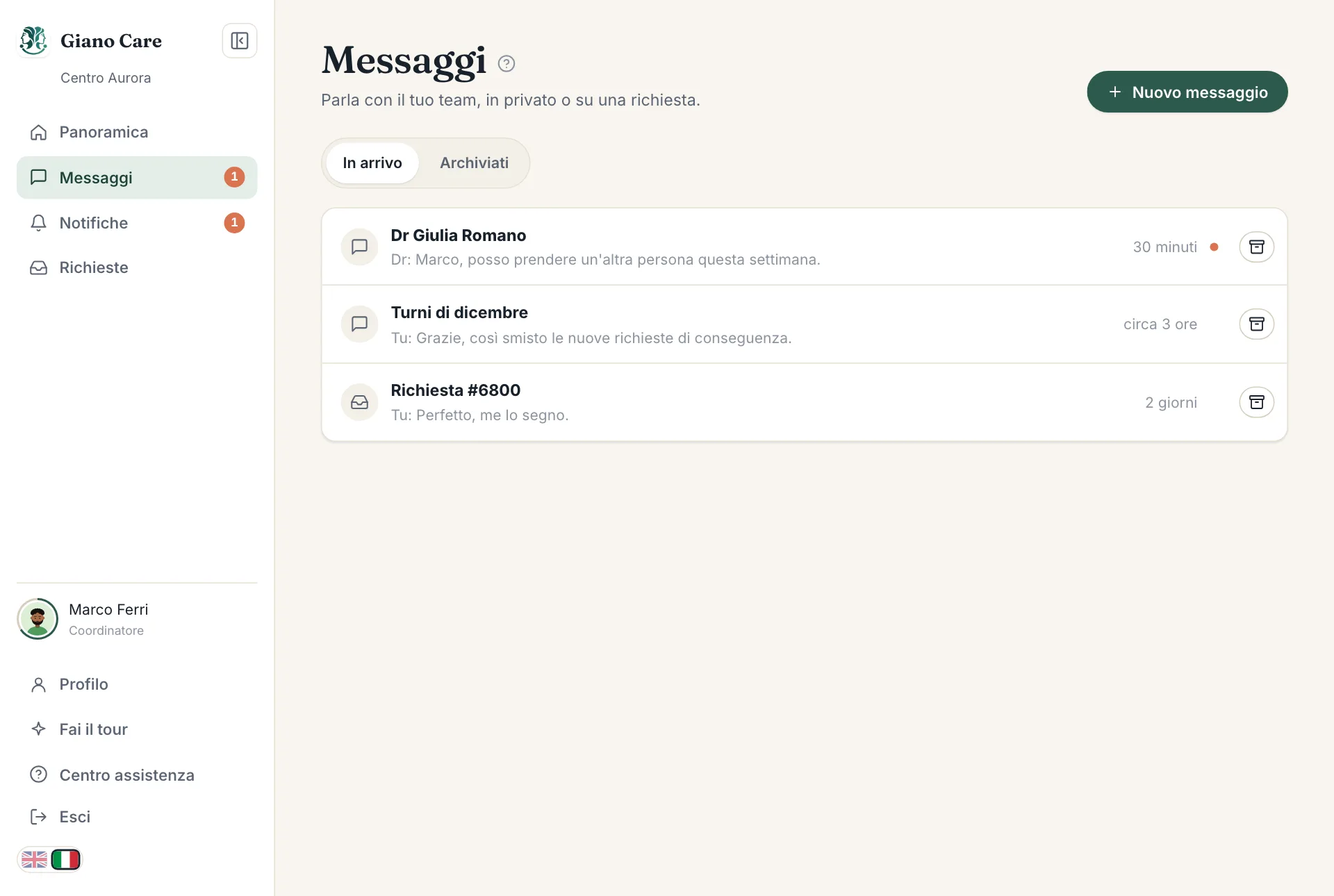La casella dei messaggi