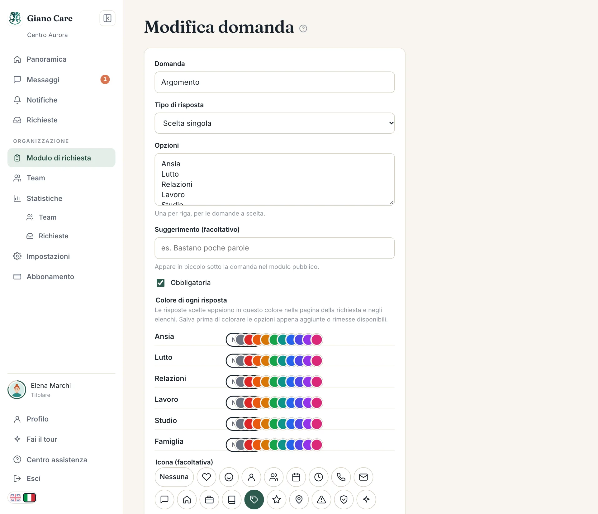 Modificare una domanda
