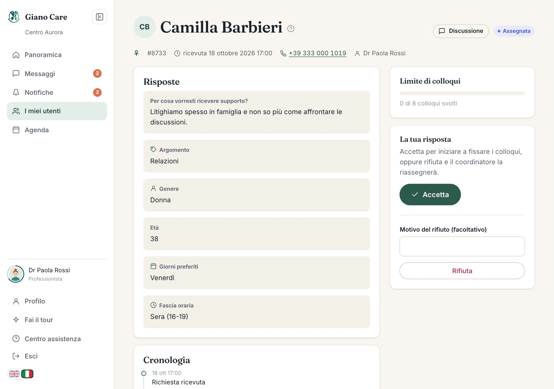 Accettare una nuova assegnazione