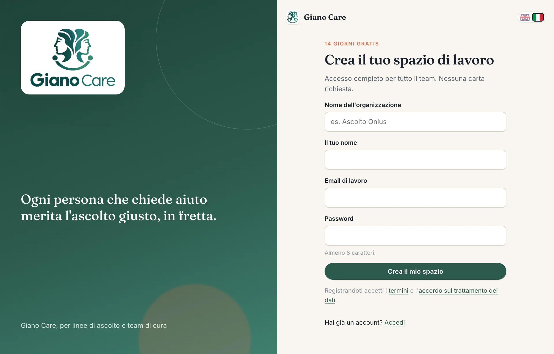 Creare uno spazio di lavoro